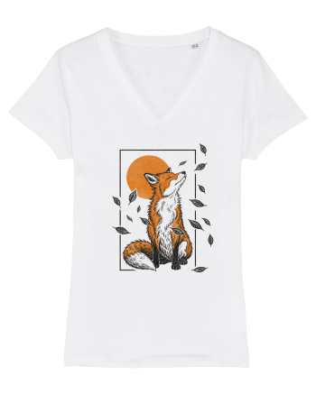 Fox in the Falling Leaves White