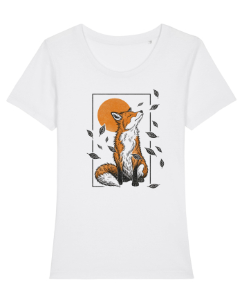Fox in the Falling Leaves White