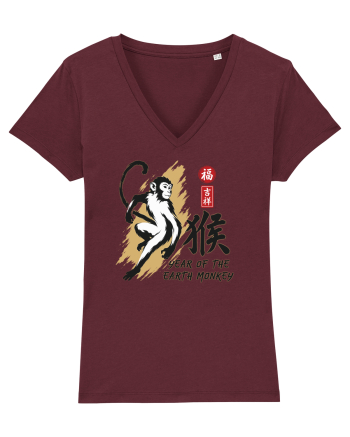 Year of the Monkey Chinese Zodiac Earth Monkey Lunar New Burgundy