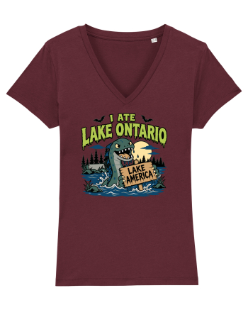 I Ate Lake Ontario Halloween Lake Monsters Funny Burgundy