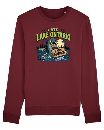 I Ate Lake Ontario Halloween Lake Monsters Funny Burgundy