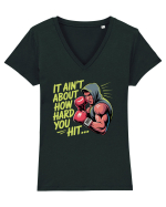 NOT ABOUT  HITTING HARD - NU E DESPRE CAT DE TARE DAI CU PUMNUL Rocky 2 Tricou mânecă scurtă guler V Damă Evoker