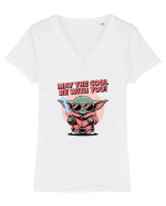 MAY THE COOL (not the Force) BE WITH YOU - Yoda Tricou mânecă scurtă guler V Damă Evoker