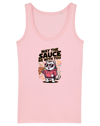 MAY THE SAUCE (not the Force) BE WITH YOU - Yoda Pisica & pizza Cotton Pink