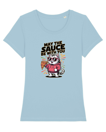 MAY THE SAUCE (not the Force) BE WITH YOU - Yoda Pisica & pizza Sky Blue