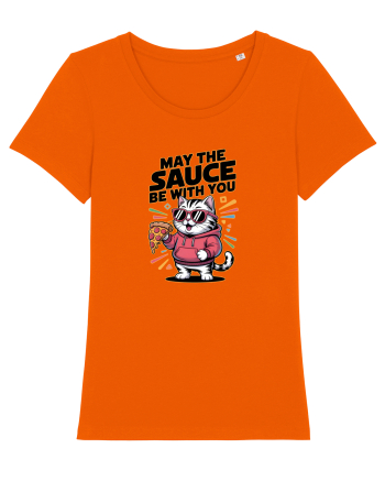 MAY THE SAUCE (not the Force) BE WITH YOU - Yoda Pisica & pizza Bright Orange