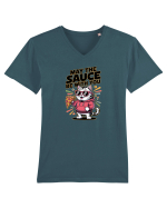 MAY THE SAUCE (not the Force) BE WITH YOU - Yoda Pisica & pizza Tricou mânecă scurtă guler V Bărbat Presenter
