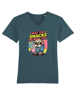 MAY THE SNACKS (not the Force) BE WITH YOU - Yoda Lenes & Popcorn Tricou mânecă scurtă guler V Bărbat Presenter