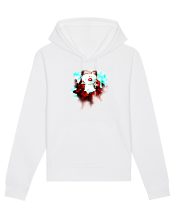 Gothic girl with butterflys on shoulders White