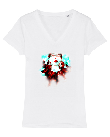 Gothic girl with butterflys on shoulders White