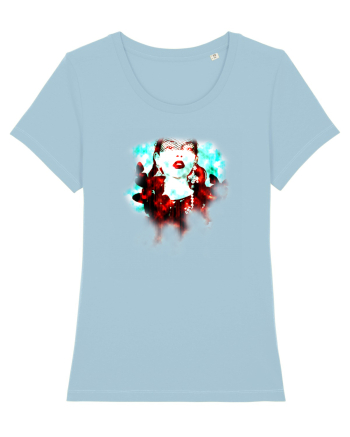 Gothic girl with butterflys on shoulders Sky Blue