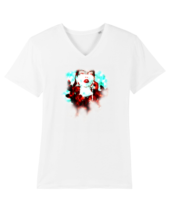 Gothic girl with butterflys on shoulders White