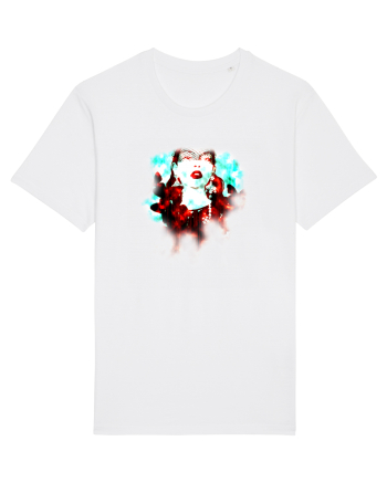 Gothic girl with butterflys on shoulders White