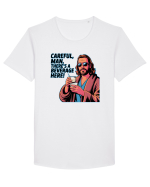 CAREFUL, MAN, THERE`S A BEVERAGE HERE - Atentie, omule, am bautura aici Tricou mânecă scurtă guler larg Bărbat Skater