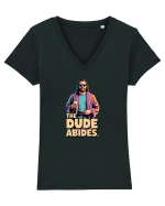 THE DUDE ABIDES Tricou mânecă scurtă guler V Damă Evoker