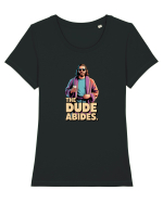 THE DUDE ABIDES Tricou mânecă scurtă guler larg fitted Damă Expresser