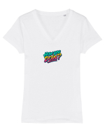 HOW YOU DOIN`? Tricou mânecă scurtă guler V Damă Evoker