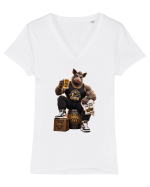 GOGU – BORFAȘII | Regele combinațiilor Tricou mânecă scurtă guler V Damă Evoker