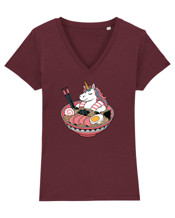 Unicorn Ramen Bowl Cute Japanese Food Noodles Chopsticks Burgundy