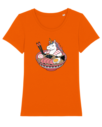 Unicorn Ramen Bowl Cute Japanese Food Noodles Chopsticks Bright Orange