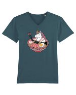 Unicorn Ramen Bowl Cute Japanese Food Noodles Chopsticks Tricou mânecă scurtă guler V Bărbat Presenter