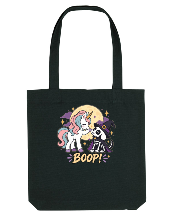 Cute Halloween Unicorn and Dog Friend Hopefulness Full Moon Black