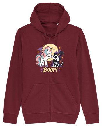 Cute Halloween Unicorn and Dog Friend Hopefulness Full Moon Burgundy