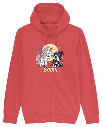 Cute Halloween Unicorn and Dog Friend Hopefulness Full Moon Carmine Red