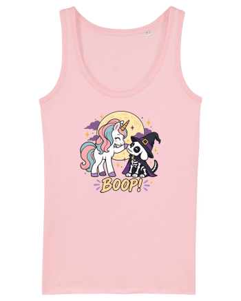 Cute Halloween Unicorn and Dog Friend Hopefulness Full Moon Cotton Pink