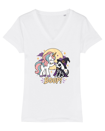 Cute Halloween Unicorn and Dog Friend Hopefulness Full Moon White