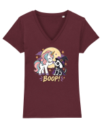 Cute Halloween Unicorn and Dog Friend Hopefulness Full Moon Tricou mânecă scurtă guler V Damă Evoker