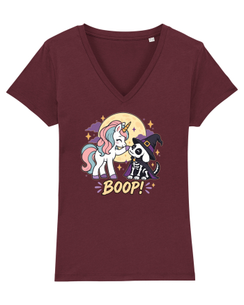 Cute Halloween Unicorn and Dog Friend Hopefulness Full Moon Burgundy