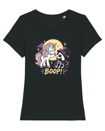 Cute Halloween Unicorn and Dog Friend Hopefulness Full Moon Black