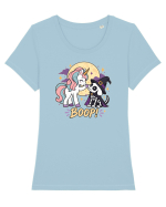 Cute Halloween Unicorn and Dog Friend Hopefulness Full Moon Tricou mânecă scurtă guler larg fitted Damă Expresser