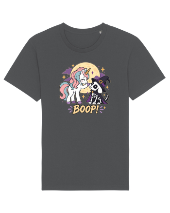Cute Halloween Unicorn and Dog Friend Hopefulness Full Moon Anthracite