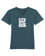 Citește, gen (alb) Tricou mânecă scurtă guler V Bărbat Presenter