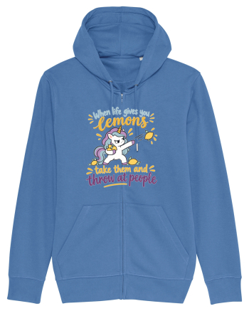 Funny Unicorn When Life Gives You Lemons Sarcastic Humor Bright Blue