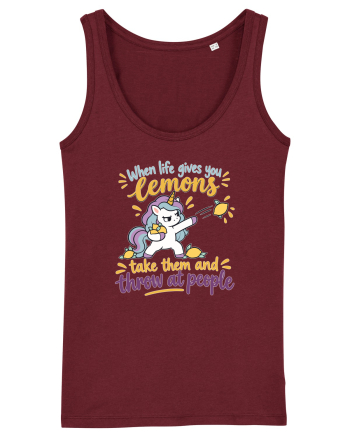 Funny Unicorn When Life Gives You Lemons Sarcastic Humor Burgundy