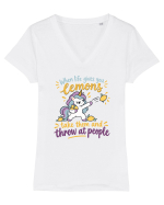 Funny Unicorn When Life Gives You Lemons Sarcastic Humor Tricou mânecă scurtă guler V Damă Evoker