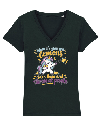 Funny Unicorn When Life Gives You Lemons Sarcastic Humor Black