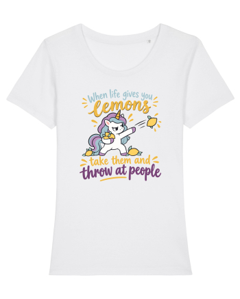 Funny Unicorn When Life Gives You Lemons Sarcastic Humor White
