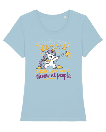 Funny Unicorn When Life Gives You Lemons Sarcastic Humor Sky Blue