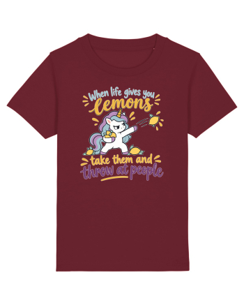 Funny Unicorn When Life Gives You Lemons Sarcastic Humor Burgundy