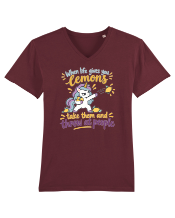 Funny Unicorn When Life Gives You Lemons Sarcastic Humor Burgundy