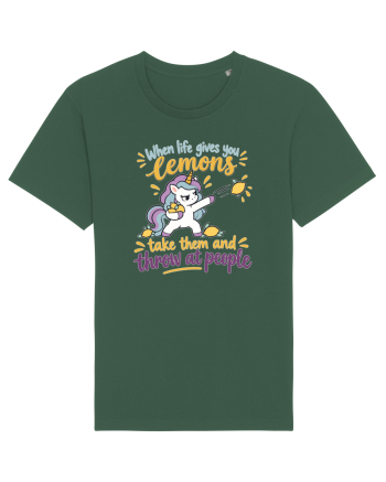 Funny Unicorn When Life Gives You Lemons Sarcastic Humor Bottle Green