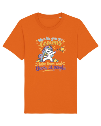 Funny Unicorn When Life Gives You Lemons Sarcastic Humor Bright Orange