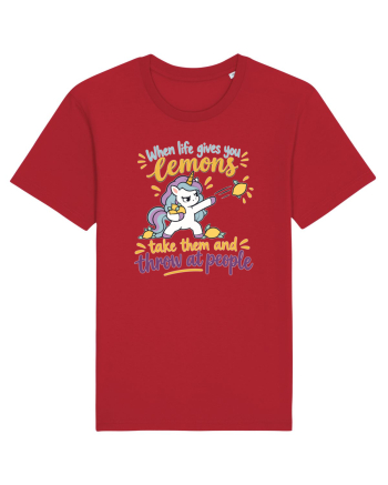 Funny Unicorn When Life Gives You Lemons Sarcastic Humor Red