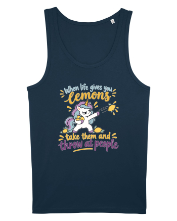 Funny Unicorn When Life Gives You Lemons Sarcastic Humor Navy