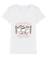 Hanging With My Boo Funny Ghost Halloween Ghosts Clothesline Tricou mânecă scurtă guler V Damă Evoker