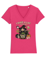Funny Introvert Halloween Witch in a Overwhelmed Busy Night Tricou mânecă scurtă guler V Damă Evoker
